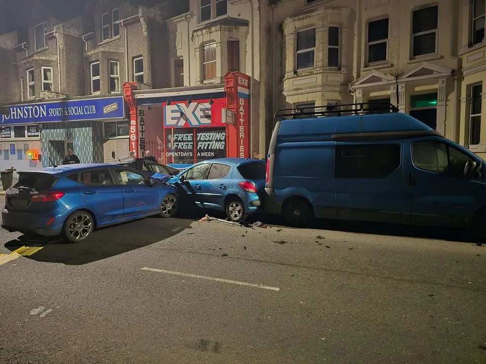 Five cars ‘written off’ and man arrested after huge crash outside Plymouth naval base